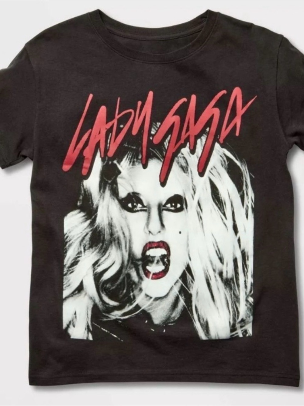NWT Target Black Lady Gaga Graphic Tee with Red Script women’s Size M